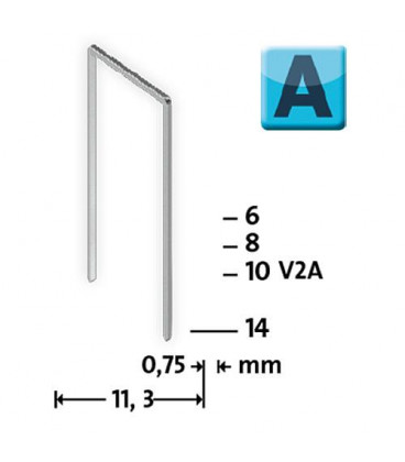 Agrafe Type A 53/8 zinguee, super dur emballage transparent 2000 pcs