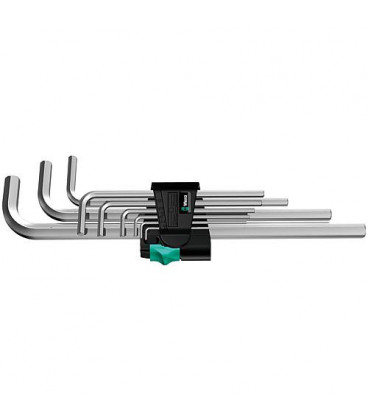 Jeu de cle male coudee WERA 9 pieces, 6 pans chrome 1,5 - 10mm Jeu de cle male coudee WERA 9 pieces, 6 pans chrome 1,5 - 10mm
