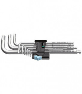 Kit cles males coudees WERA 9 pieces, inox, 6 pans 1,5 - 10mm