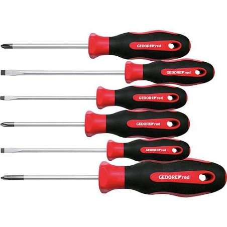 Kit tournevis GEDORE red 6 pieces, Schlitz/Phillips