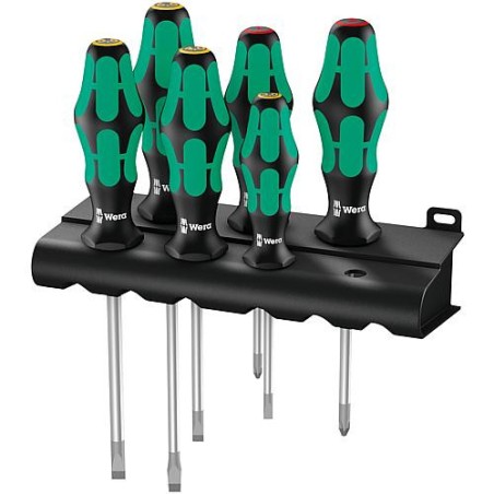 Kit tournevis WERA Kraftform plus Lasertip 6 pièces,tête fendue et à empreinte cruciforme PH