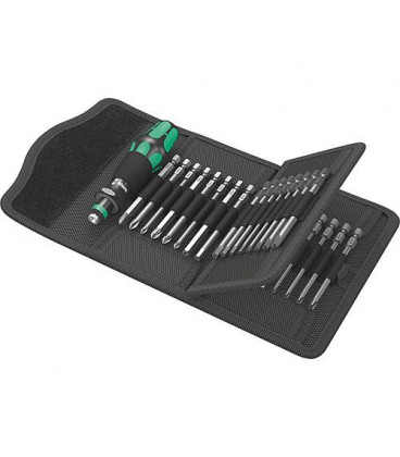Wera' Tournevis d'embout baionnette 33 pcs. Embout long de 89 mm dans pochette pliable