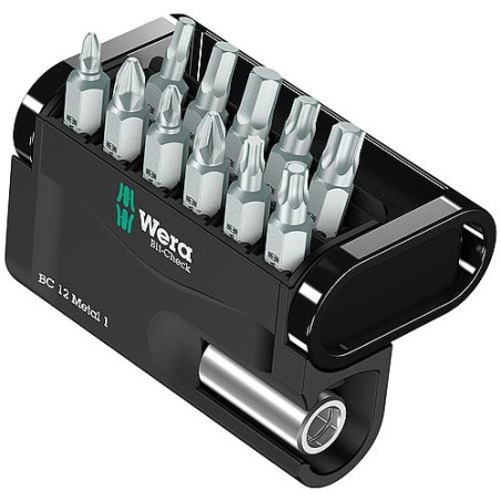 Kit embouts WERA Bit-Check Metal 1 12 pieces avec support universel