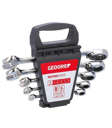 Jeu de clés mixtes GEDORE red plates à cliquet, reversibles Contenu : 8, 10, 13, 17, 19