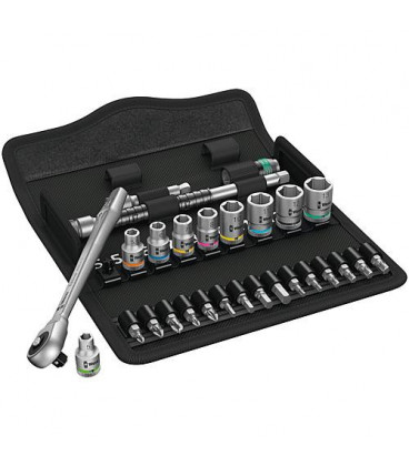 Jeu de cle a douille WERA Zyklop 28 pieces 1/4" avec carre male traversant Jeu de cle a douille WERA Zyklop 28 pieces 1/4" avec carre male traversant