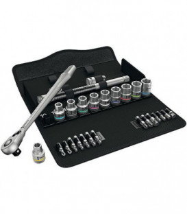 Jeu de cle a douille WERA Zyklop 28 pieces 1/2" metrique avec cliquet reversible
