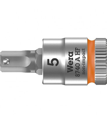 Cle a cliquet WERA 8740 A HF six pans femelle 5mm, L : 28,0mm traction 6,3mm (1/4")
