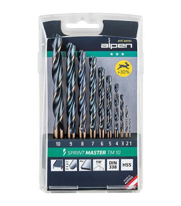 Foret metal ALPEN Sprint Master DN338 RN 10 pcs dans mallette plastique
