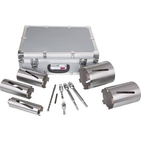 set de couronne diamant maconnerie/beton 10 pieces 52-132mm