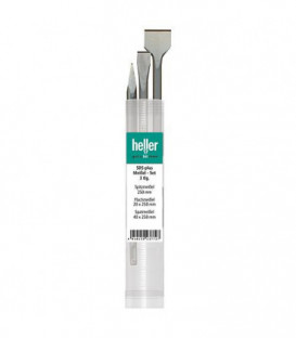 Kit burin HELLER 3 pieces avec SDS-PLUS pointu, plat et a lame