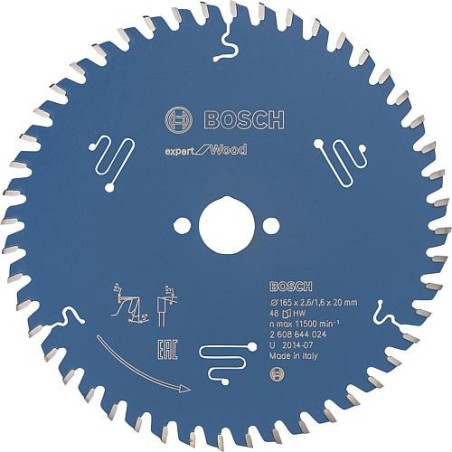 Lame de scie circulaire BOSCH diam. 165 x 20 avec 48 dents, pour utilisation universelle en bois