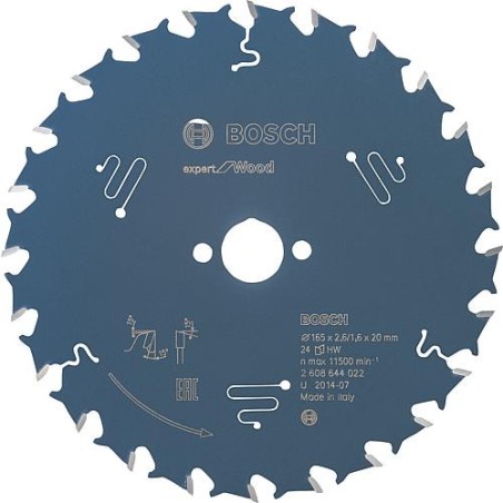 Lame de scie circulaire BOSCH diam. 165 x 20 avec 24 dents, pour utilisation universelle en bois