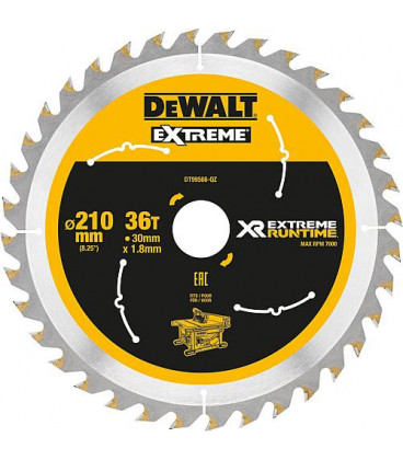 Lame de scie circulaire DeWalt, DT99566 XR Extreme Runtime 36Z 210/30 mm