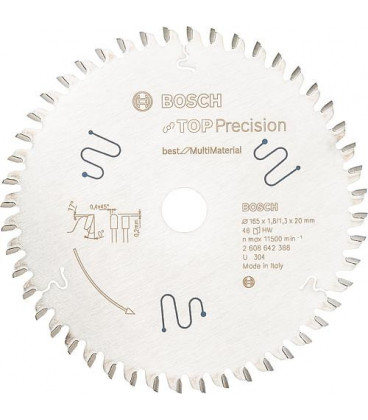 Lame de scie circulaire BOSCH diam. 165 x 20 avec 48 dents pour bois, aluminium,plastique,resine epoxy