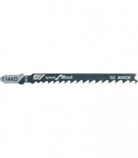 Lames de scie sauteuse BOSCH T144D, L : 100mm, 5 pieces, pour coupe rapide et droite du bois