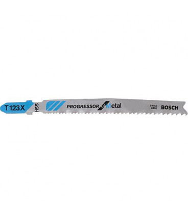 Lames de scie sauteuse BOSCH T123XF, L : 100mm, 5 pieces, pour coupe droite rapide du metal