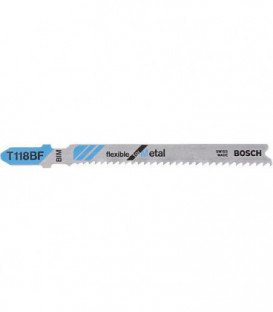 Lames de scie sauteuse BOSCH T118BF, L : 92mm, 5 pieces, pour coupe droit du metal