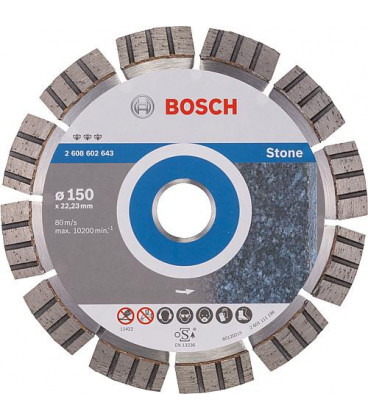 Disque diamant BOSCH Best for Stone pour pierre D  :  150 x 22,23 x 2,4mm