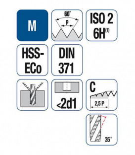 HSS Taraud machine a rainure helicoidale M5 DIN 371
