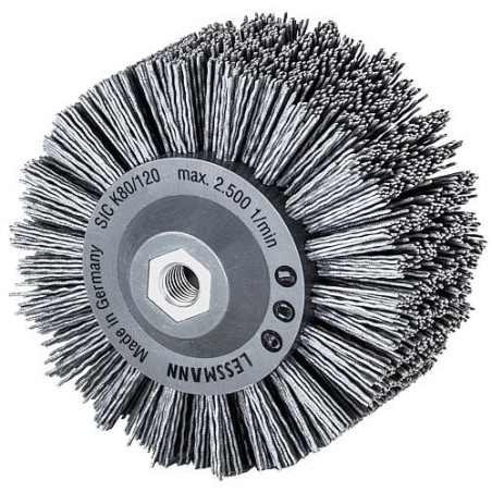 Brosse ronde avec poils abrasifs filetage M14 diam. 90mm grain 80