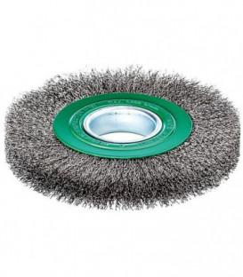 Brosse ronde fil inox ondule 0,30mm diam. 200mm diam. trou 50mm