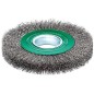 Brosse ronde fil inox ondule 0,30mm diam. 200mm diam. trou 50mm