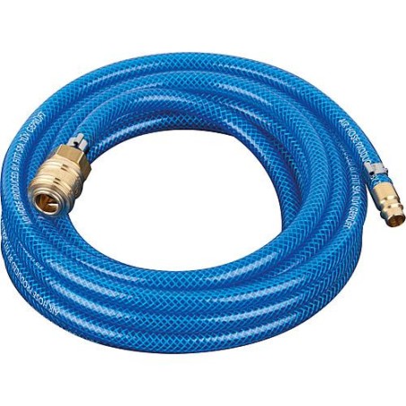 Flexible pneumatique avec raccords (Accouplement et douille a enficher) L : 10m/6x10mm/15 bars