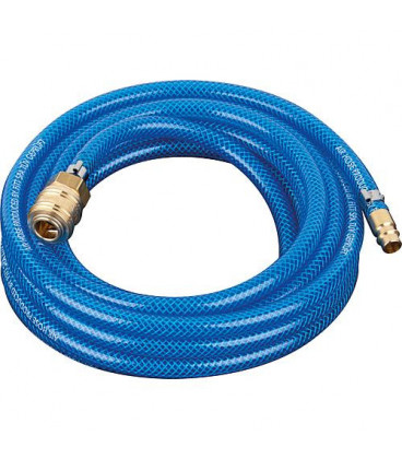 Flexible pneumatique avec raccords (Accouplement et douille a enficher) L : 10 m/9x13mm/15 bars, bleu
