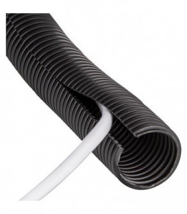 Tube ondule plastique fendu PP-mod, NW29 noir rouleau de 25m