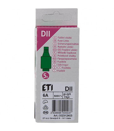 Diazed cartouche fusible DII 6 A 1 paquet de 5 pcs