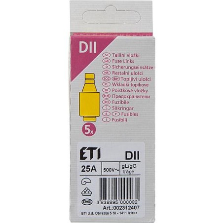 Diazed cartouche fusible DII 25 A 1 paquet de 5 pcs