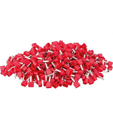 Cosse jumelle isolee 1,5 x 16 rouge, sachet a 500 Pieces