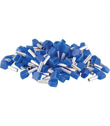 Cosse jumelle isolee 2,5 x 18,5 bleu, sachet a 100 Pieces