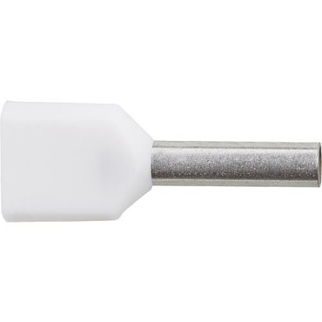 Cosse jumelle isolee 0,75 x 15 blanc, sachet a 500 Pieces