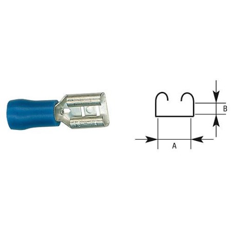 Manchon connecteur plat semi-isole 2,5 mm², 4,8 x 0,5 mm couleur bleu, emballage  :  100 pcs