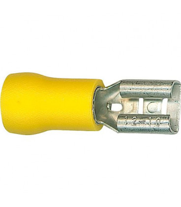 Manchon connecteur plat semi-isole 5,5 mm², 9,5 x 1,1 mm couleur jaune, emballage  :  100 pcs