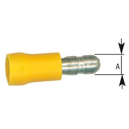 Fiche coaxial semi-isolee 5,5 mm², 5,0 mm couleur jaune, emballage  :  100 pcs