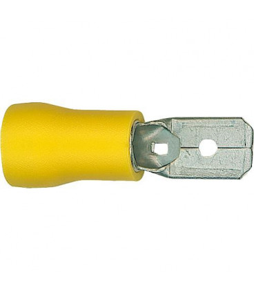 Manchon connecteur plat semi-isole 5,5 mm², 6,3 x 0,8 mm couleur jaune, emballage  :  100 pcs