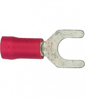 Cosse de cable en forme fourchu isolee, 1,25 mm², 6,4 mm Couleur rouge, emballage  :  100 pcs