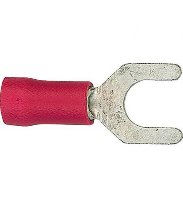 Cosse de cable en forme fourchu isolee, 1,25 mm², 6,4 mm Couleur rouge, emballage  :  100 pcs