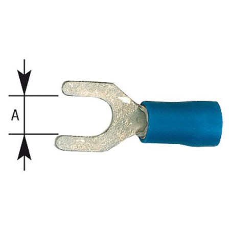 Cosse de cable en forme fourchu isolee, 2,5 mm², 5,3 mm Couleur bleu, emballage  :  100 pcs