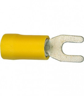 Cosse de cable en forme fourchu isolee, 5,5 mm², 8,4 mm Couleur jaune, emballage  :  100 pcs