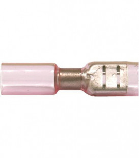Cosse fiche plate 6,3 mm avec gaine isolante thermoretractable, 0,5 - 1,25mm² couleur rouge, emballage  :  10 pcs