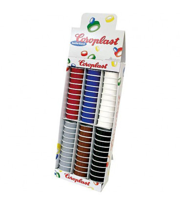 Presentoir avec ruban isolant pour electricite 6x10 rouleaux rouleau 15 mm large / 10 m long)