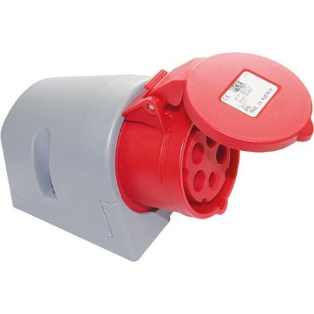 Prise murale CEE Turbo IP44 400V, 16A rouge/gris, sans vis