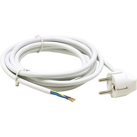 Ligne de raccordement avec prise terre, HO5VV-F 3 x 1,0 2,0 m, blanc