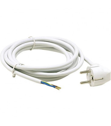 Ligne de raccordement avec prise terre, HO5VV-F 3 x 1,0 3,0 m, blanc