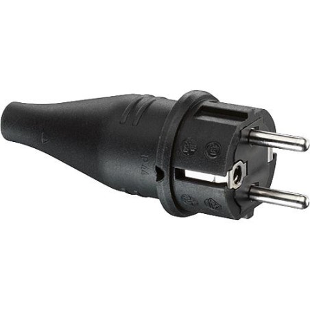 Prise de courant de securite caoutchouc noir, 10/16A 250V