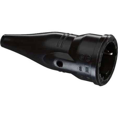 Accouplement de prise de courant de securite caoutchouc noir, 10/16A 250V