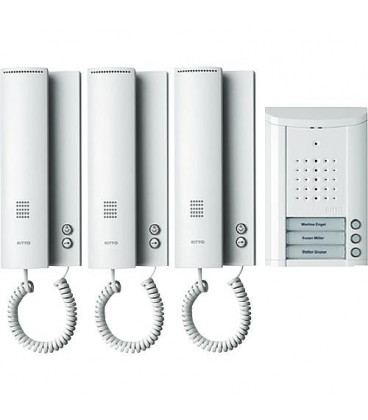 Interphone porte Ritto Entravox 3 maisons, blanc/blanc